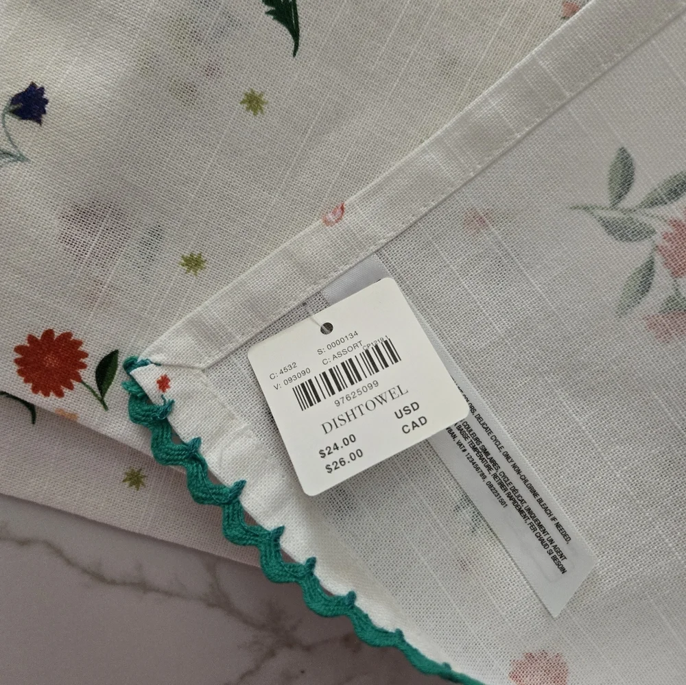 NWT Anthropologie MOM Floral Dishtowel